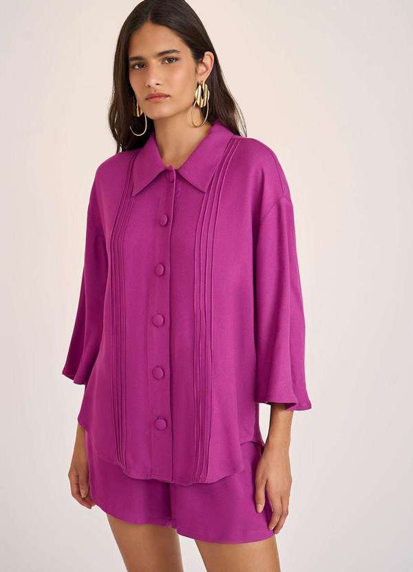 Zinco - Camisa Zinco Manga Curta com Botões Rosa Rosa 2