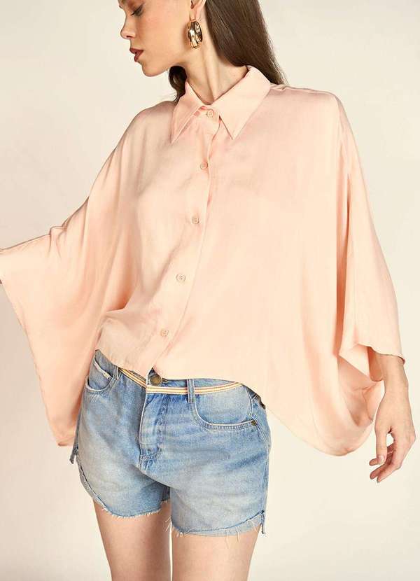 Zinco - Camisa Zinco Manga Curta com Botões Rosa Rosa