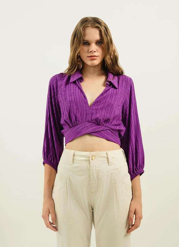 Zinco - Camisa Zinco Manga Longa com Transpasse Roxo Roxo 2