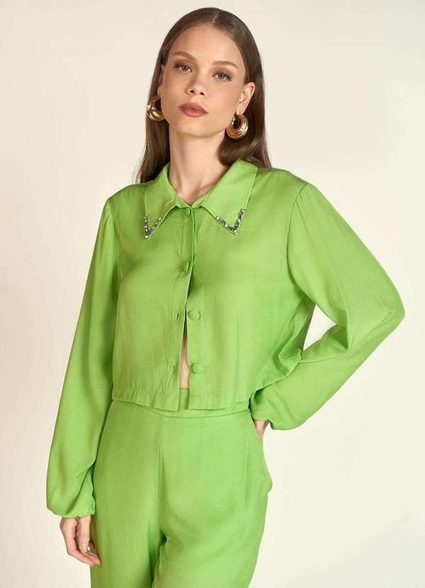 Zinco - Camisa Zinco Manga Longa Detalhe Bordado Verde Verde