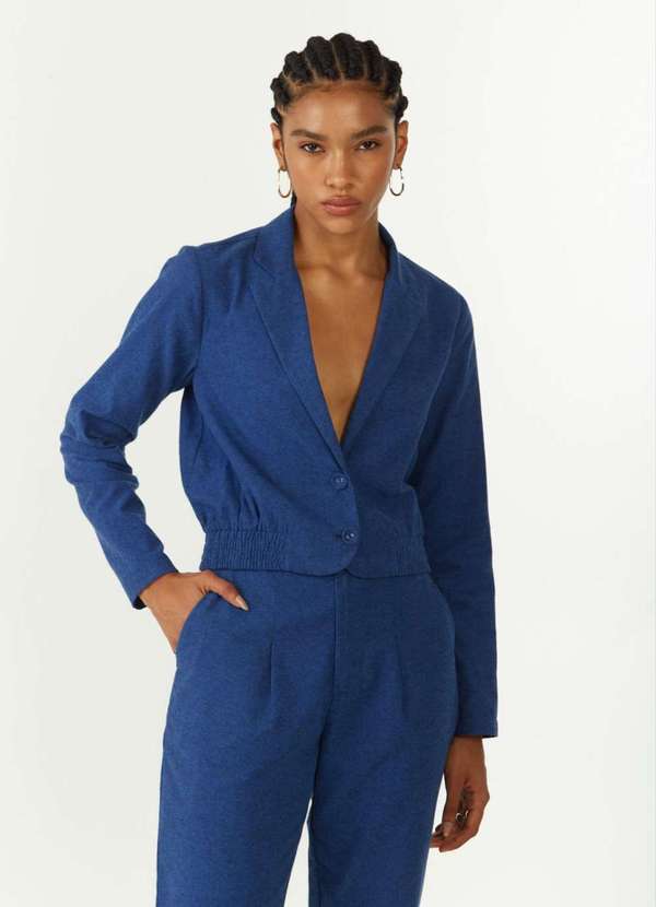 Zinco - Blazer Zinco Ajustado Manga Longa Cropped Azul Azul 2