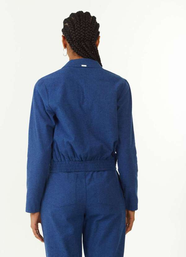 Zinco - Blazer Zinco Ajustado Manga Longa Cropped Azul Azul 4