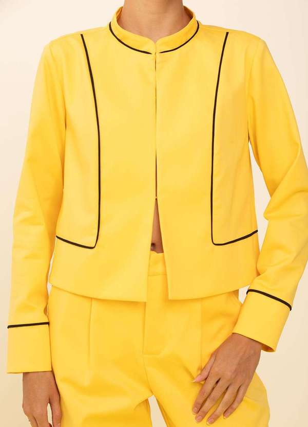 Zinco - Casaco Zinco Solto Manga Longa Padrão Amarelo Amarelo 3