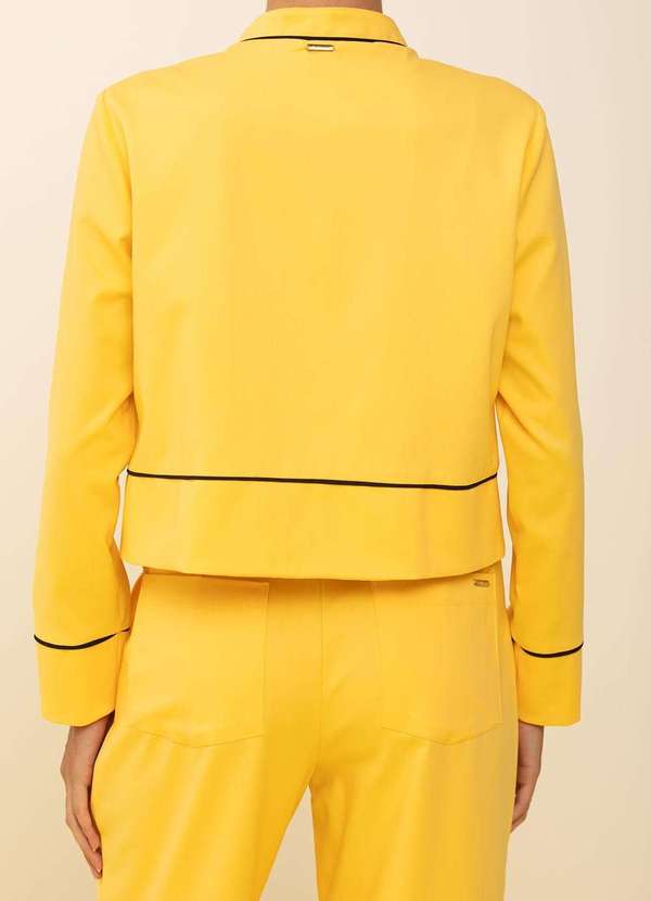 Zinco - Casaco Zinco Solto Manga Longa Padrão Amarelo Amarelo 4