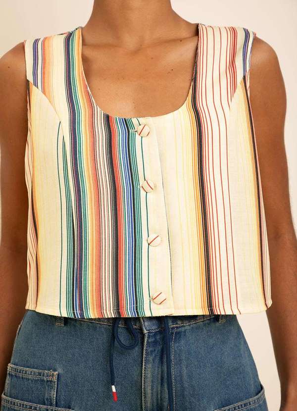 Zinco - Colete Zinco Ajustado sem Manga Cropped Amarelo Amarelo