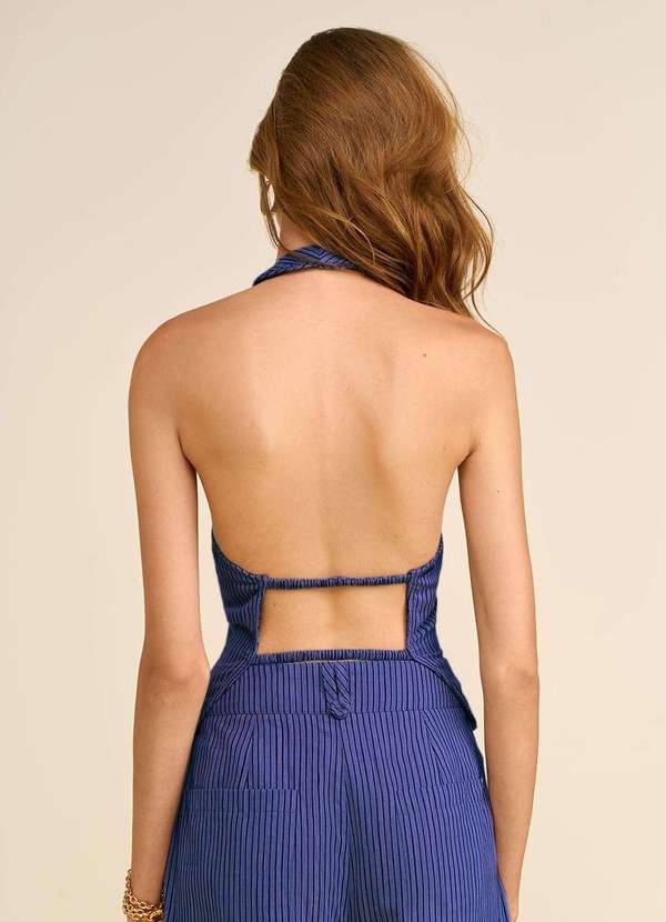 Zinco - Colete Zinco Ajustado sem Manga Padrão Azul Azul