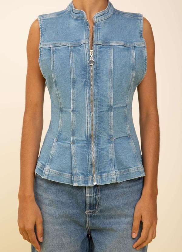 Zinco - Colete Zinco Ajustado sem Manga Padrão Azul Azul 2