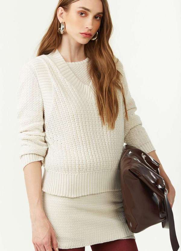 Zinco - Colete Zinco Solto sem Manga Padrão Off White Branco