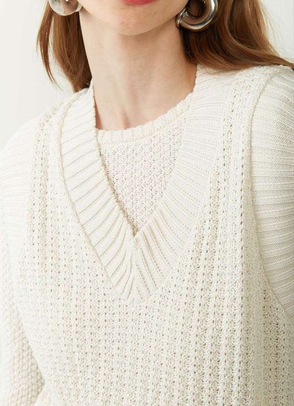 Zinco - Colete Zinco Solto sem Manga Padrão Off White Branco 3