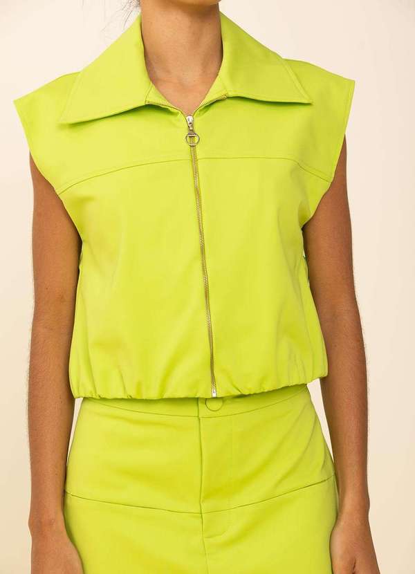 Zinco - Colete Zinco Solto sem Manga Padrão Verde Verde 2