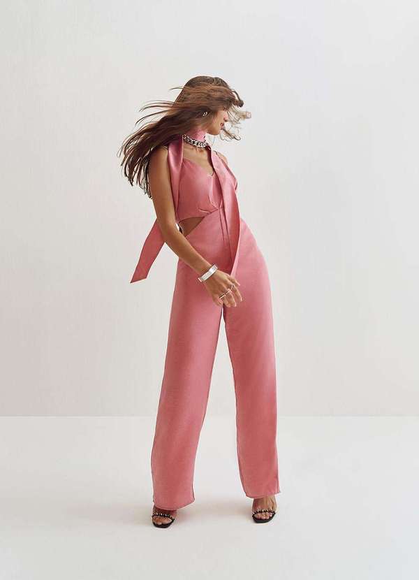 Zinco - Macacao Lebôh Reto Abertura Lateral Rosa Rosa