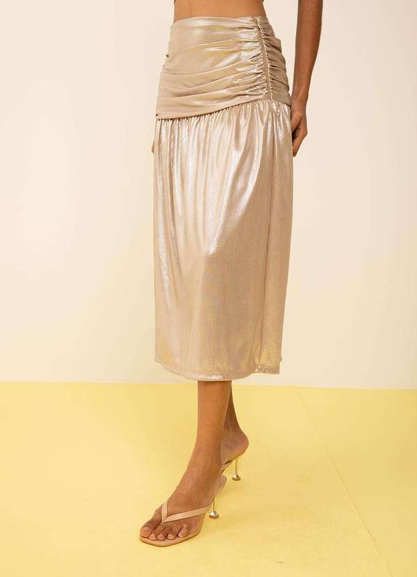 Zinco - Saia Zinco Evasê Alta Midi Bege Bege