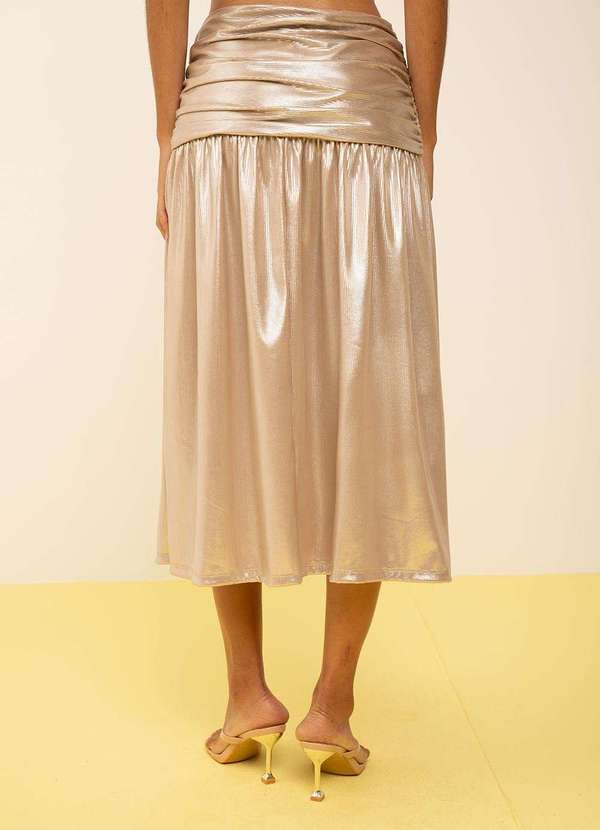 Zinco - Saia Zinco Evasê Alta Midi Bege Bege 3