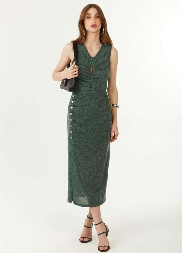 Zinco - Saia Zinco Lápis Alta Midi Verde Verde