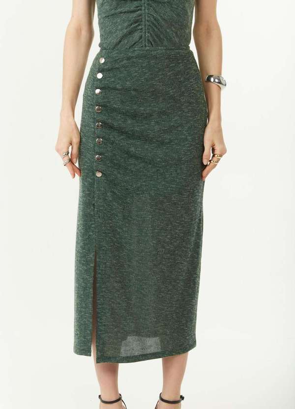 Zinco - Saia Zinco Lápis Alta Midi Verde Verde 2