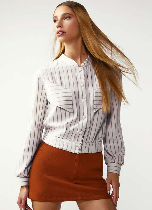 Zinco - Saia Zinco Reta Alta Curta Marrom Marrom