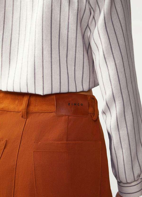 Zinco - Saia Zinco Reta Alta Curta Marrom Marrom 3