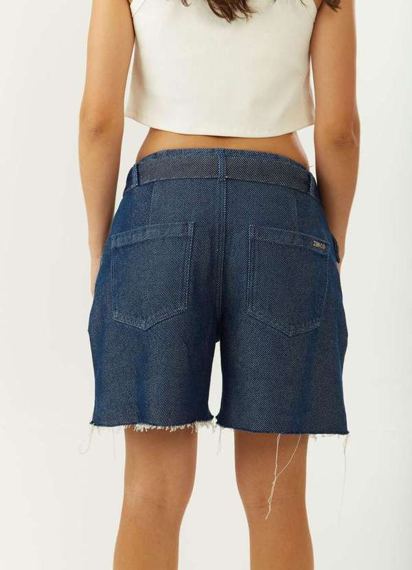 Zinco - Bermuda Zinco Reta Alta Azul Azul