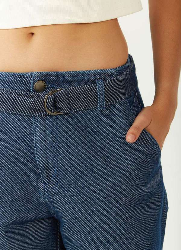 Zinco - Bermuda Zinco Reta Alta Azul Azul 2