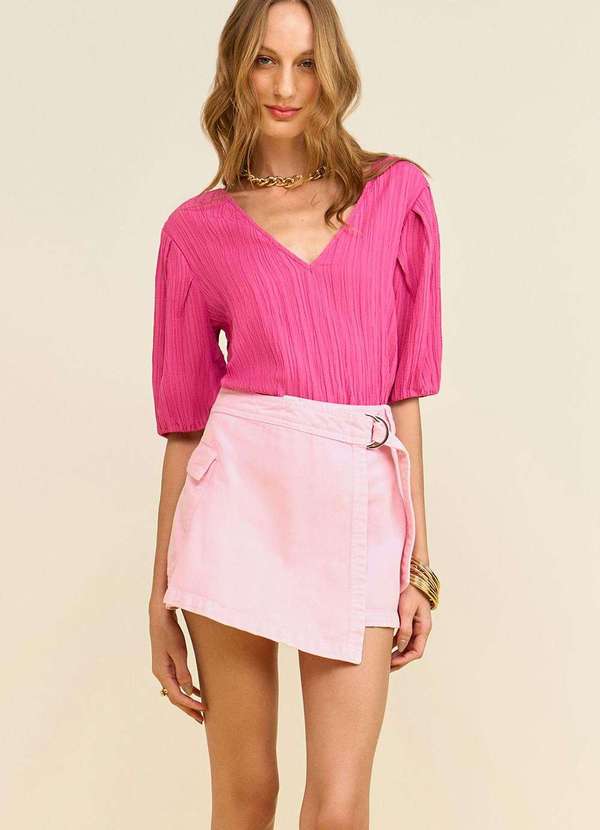 Zinco - Shorts Zinco Amplo Alta Rosa Rosa