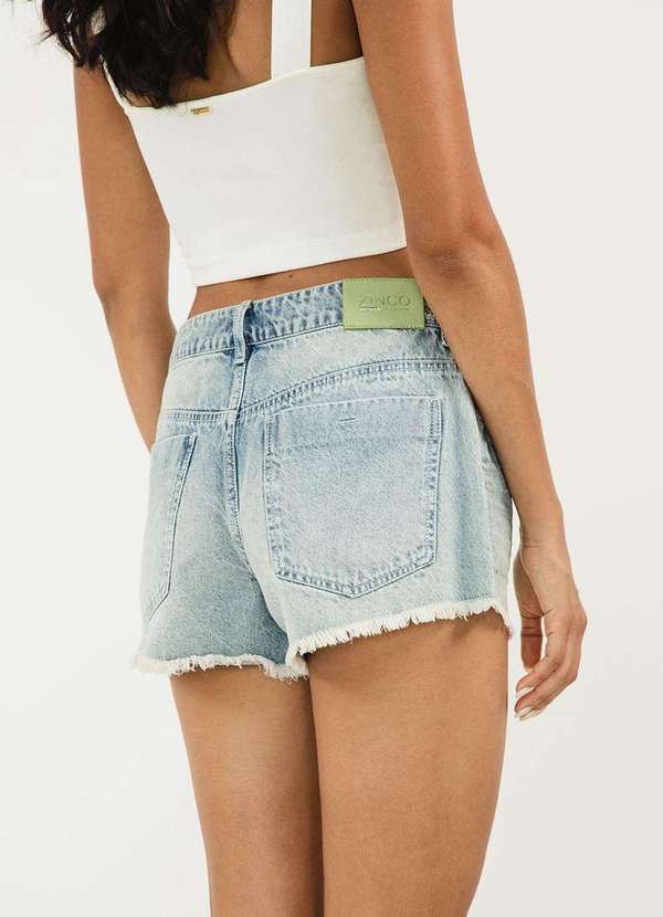 Zinco - Shorts Zinco Five Pockets com Etiqueta Jeans Azul 3