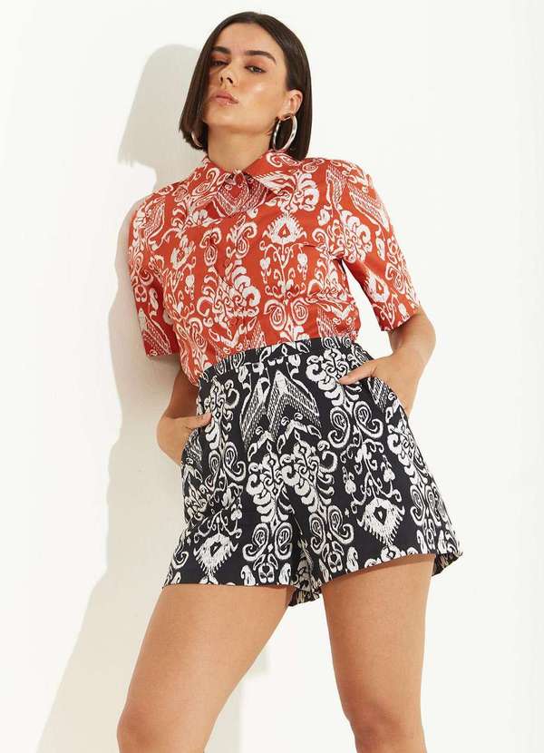 Zinco - Shorts Zinco Reto Alta Preto Preto