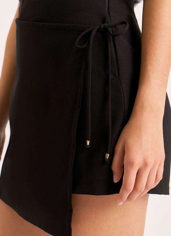 Zinco - Shorts Zinco Saia Reto Alta Preto Preto 3