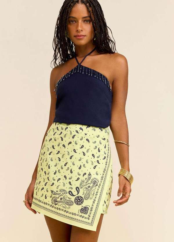 Zinco - Shorts Zinco Saia Reto Alta Verde Verde 3