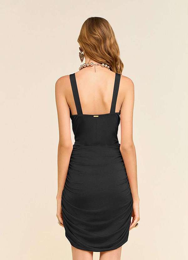 Zinco - Vestido Zinco Ajustado Decote Reto com Alça Curto Preto Preto 2