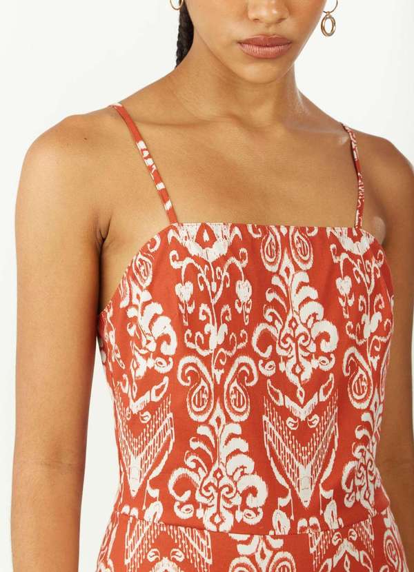 Zinco - Vestido Zinco Ajustado Decote Reto com Alça Curto Vermelho Vermelho