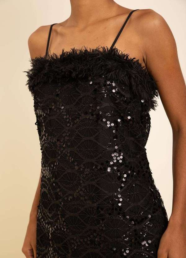 Zinco - Vestido Zinco Ajustado Decote Reto sem Alça Curto Preto Preto 2