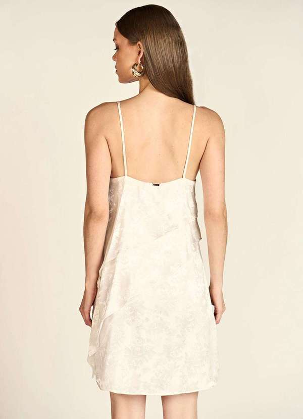 Zinco - Vestido Zinco Curto Decote Reto com Babado Off White Branco 4