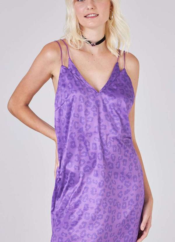 Zinco - Vestido Zinco Curto Decote V com Recorte Roxo Roxo 1