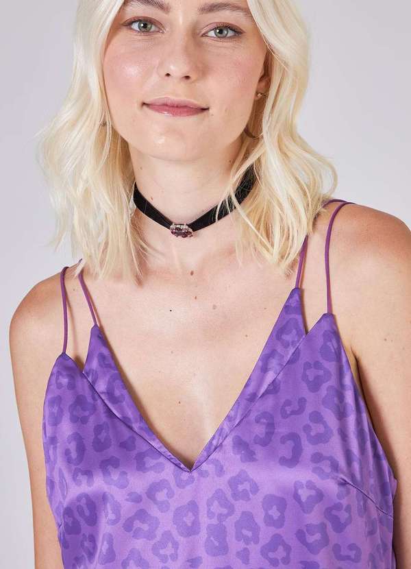 Zinco - Vestido Zinco Curto Decote V com Recorte Roxo Roxo 2