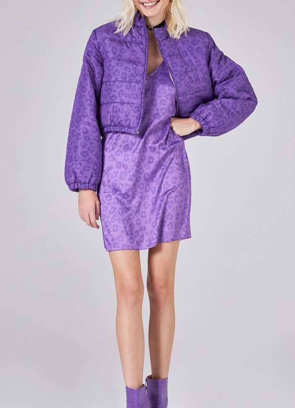 Zinco - Vestido Zinco Curto Decote V com Recorte Roxo Roxo 3