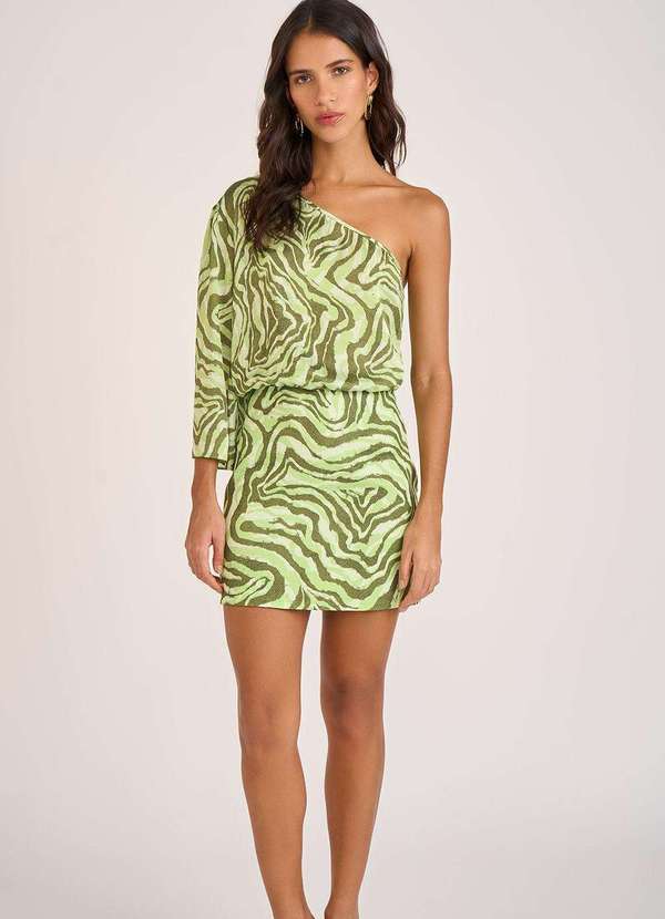 Zinco - Vestido Zinco Curto Ombro Só com Franzido Verde Verde
