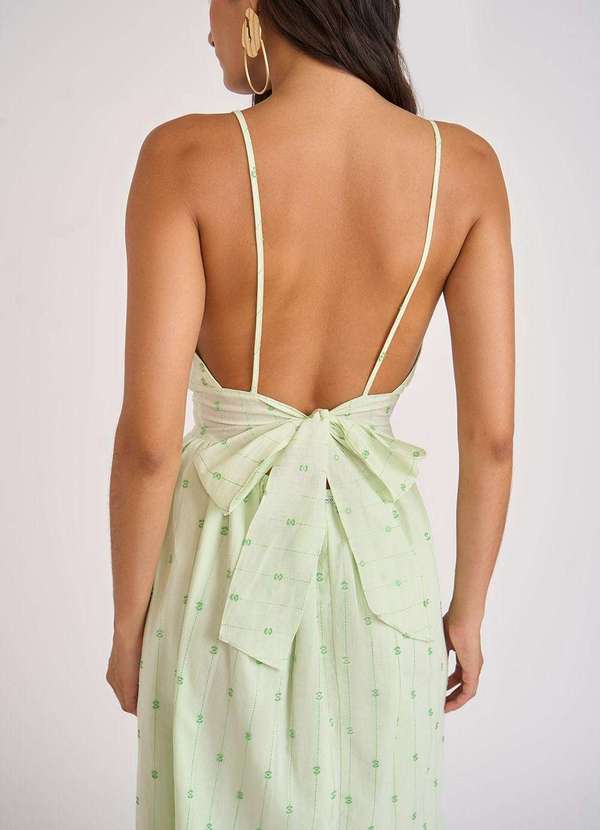 Zinco - Vestido Zinco Midi Decote V Amarração Costas Verde Claro Verde 3