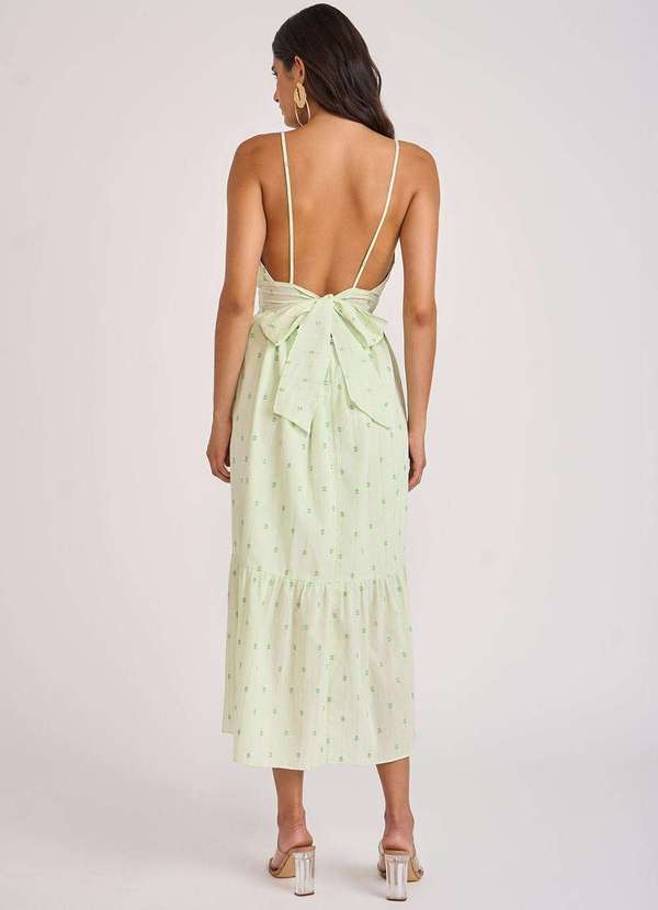 Zinco - Vestido Zinco Midi Decote V Amarração Costas Verde Claro Verde 4