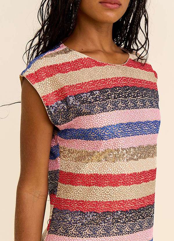 Zinco - Vestido Zinco Solto Decote Careca sem Manga Curto Azul Azul 2