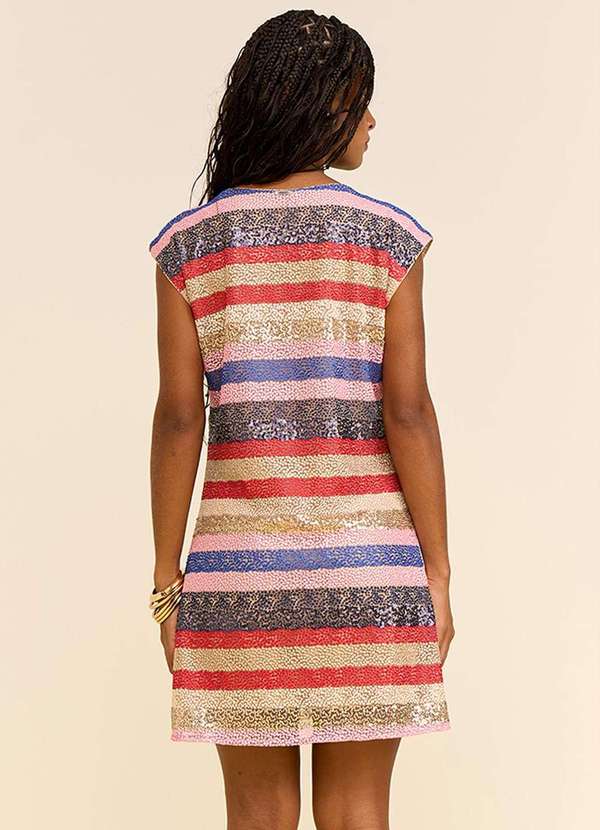 Zinco - Vestido Zinco Solto Decote Careca sem Manga Curto Azul Azul 3