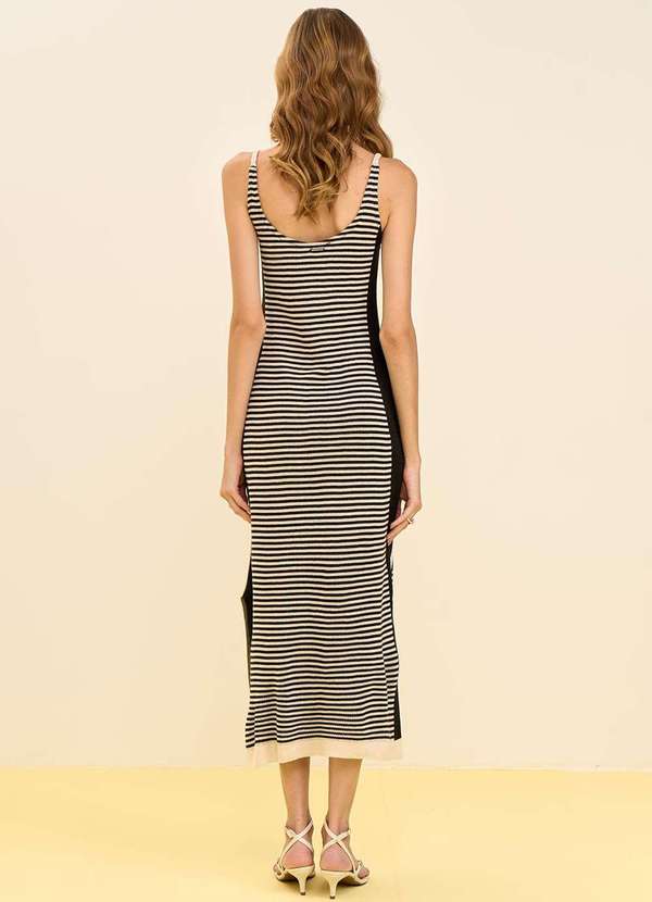 Zinco - Vestido Zinco Solto Decote Reto com Alça Longo Preto Preto 3