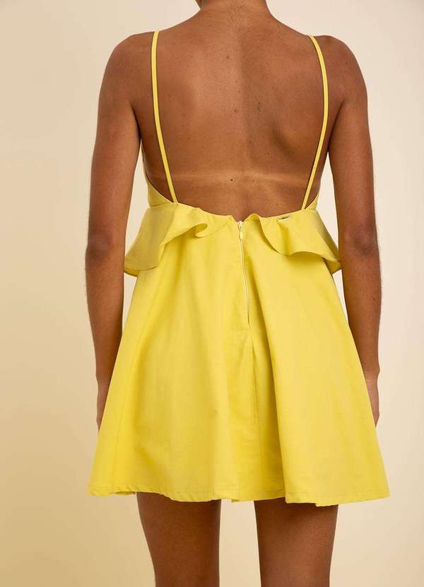 Zinco - Vestido Zinco Solto Decote V com Alça Curto Amarelo Amarelo 3