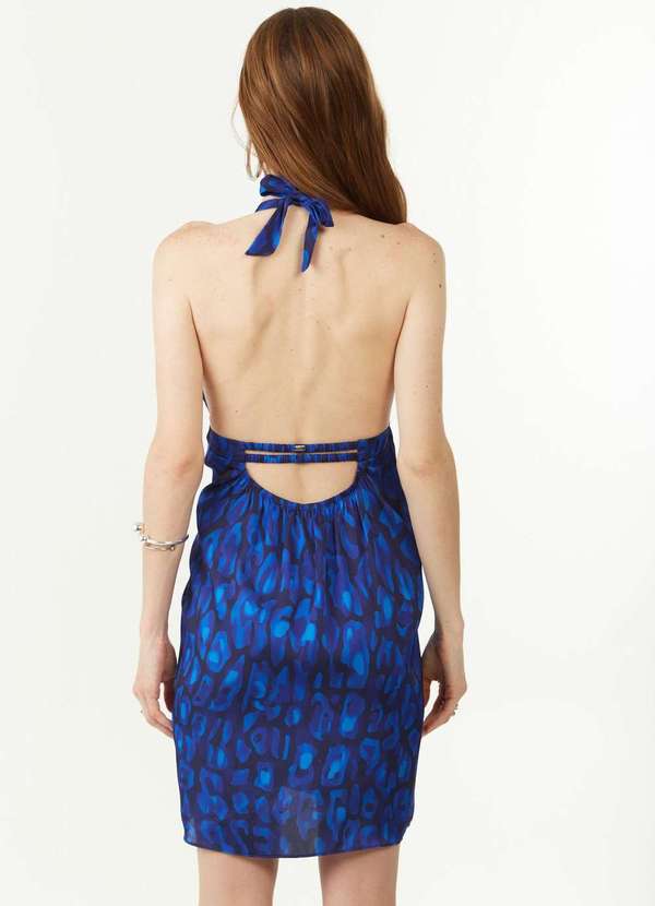 Zinco - Vestido Zinco Solto Decote V sem Manga Curto Azul Azul 4