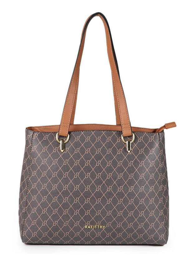 Rafitthy - Bolsa Tote Feminina Rafitthy Monograma Rr Cafe