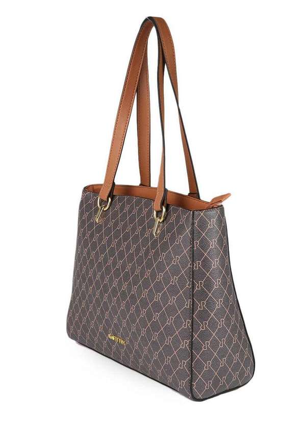 Rafitthy - Bolsa Tote Feminina Rafitthy Monograma Rr Cafe 2