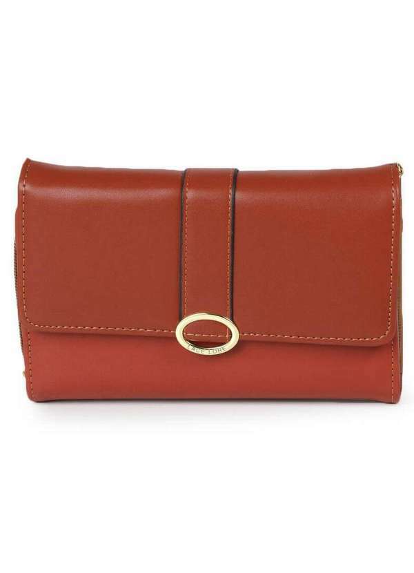 La Celicia - Bolsa Transversal Feminina La Celicia Botão Metálico Marrom
