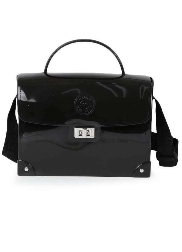 Moleca - Bolsa Transversal Feminina Moleca Tranca Metálica Preto