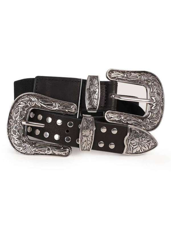 Lara - Cinto Elástico Feminino Lara Western Preto