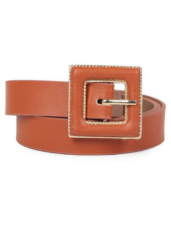 Lara - Cinto Reto Feminino Lara Detalhe Metalizado Laranja