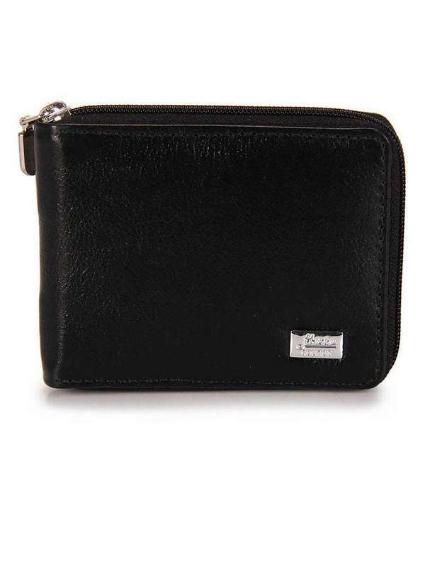 Hata - Carteira Masculina Hata de Couro Zíper Preto